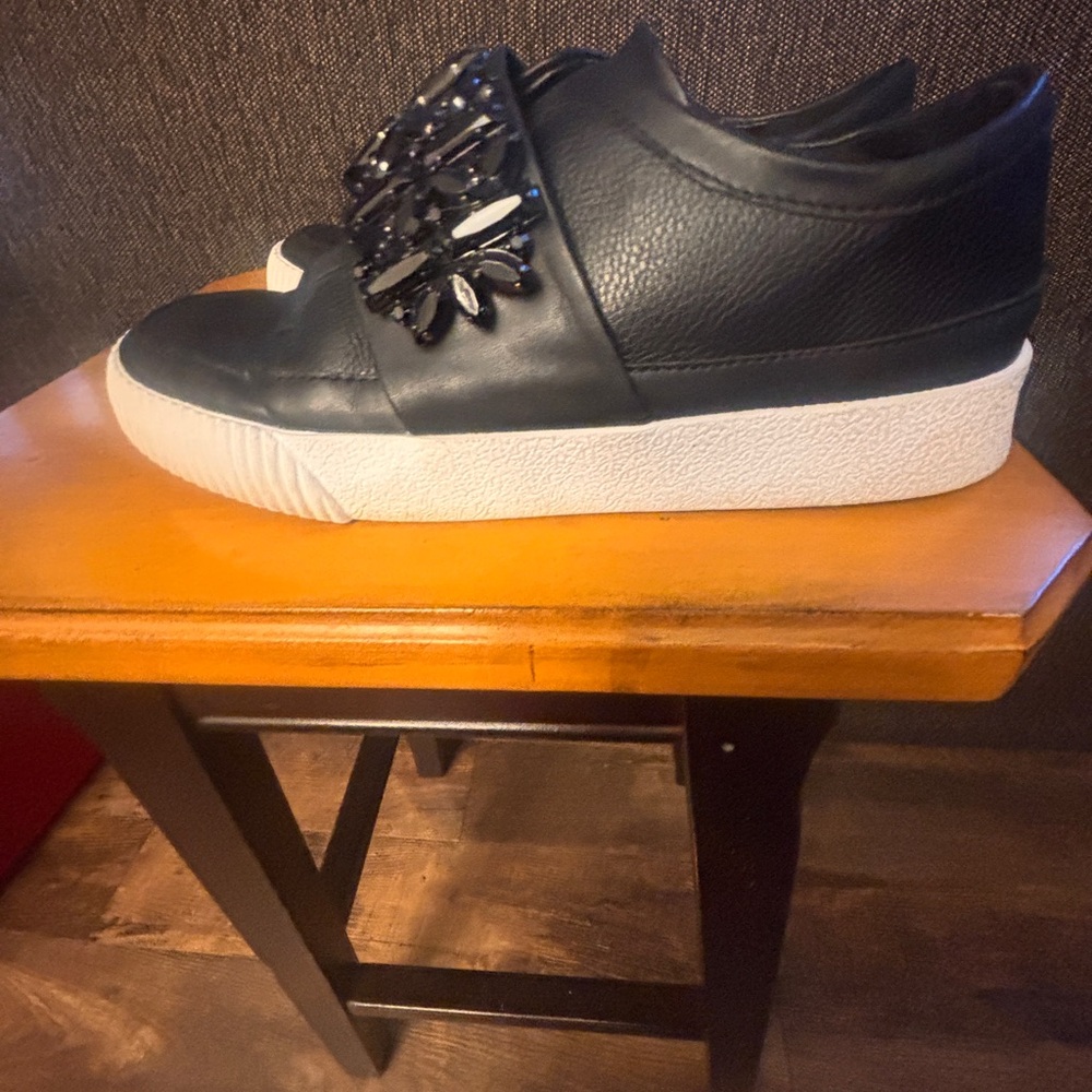 Karl Lagerfeld Embellished Strap Sneakers Black Platform Shoes - Picture 7 of 8